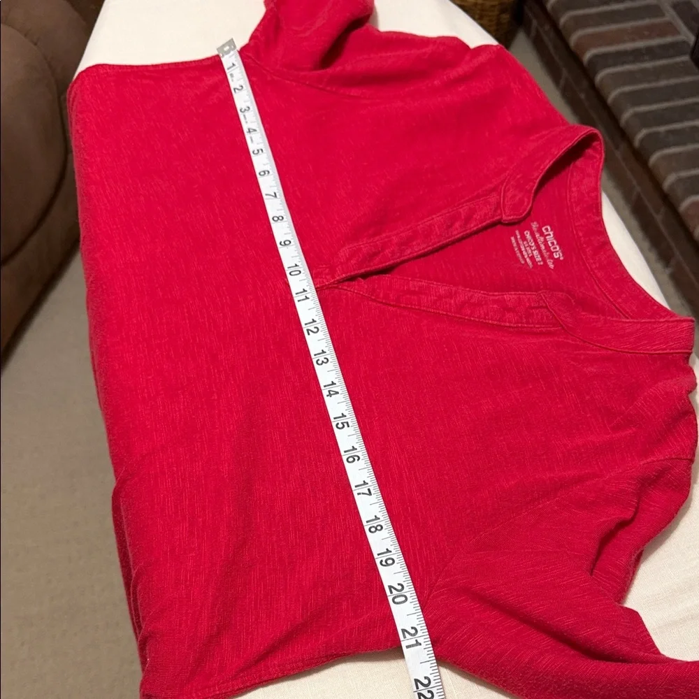 Chico's The Ultimate Red Tee Shirt Women's Tunic, V-Neck, 3/4 Sleeve, Size Large - Picture 7 of 9